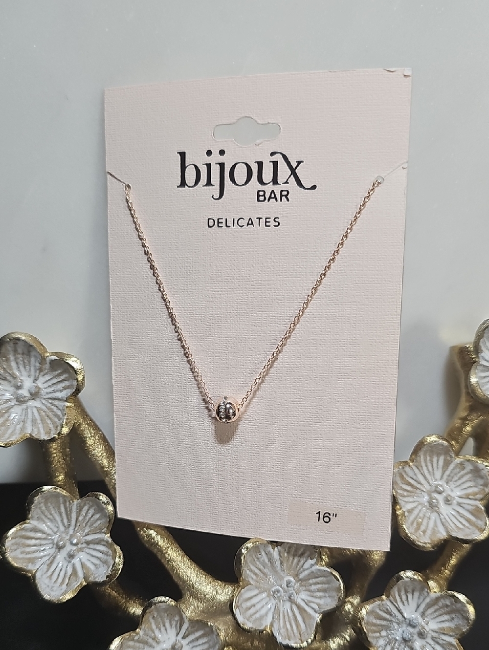 Bijoux Bar Delicates Rose Gold Chain Necklace with Bead Accent